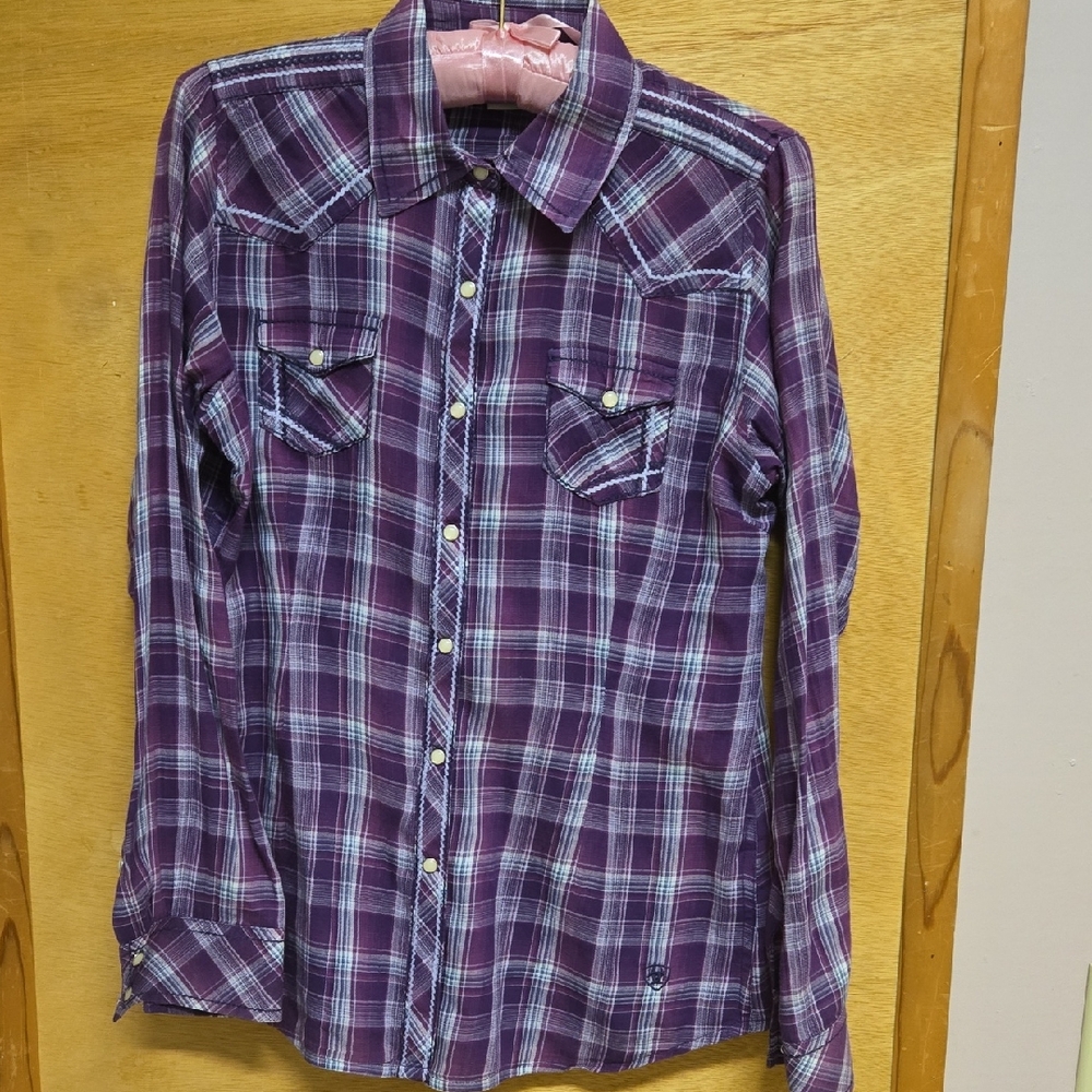 Ariat Purple Plaid Button Down Shirt